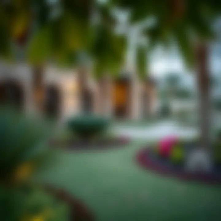 Beautiful landscaped gardens surrounding Al Falaj Villas