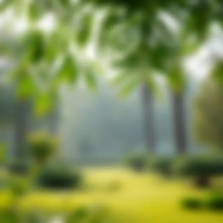 A lush green landscape within Al Twar Park showcasing its natural beauty