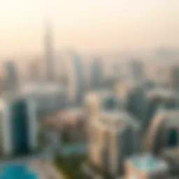Aerial view of prominent UAE skyline showcasing luxury properties
