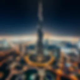 Aerial view of Burj Khalifa showcasing its majestic height