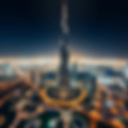 Aerial view of Burj Khalifa showcasing its majestic height