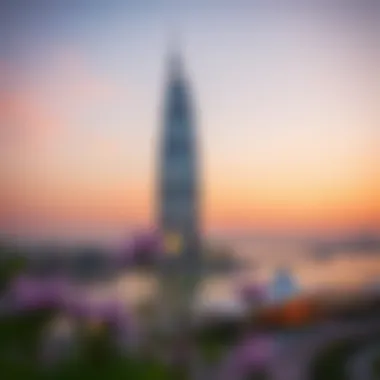 Stunning view of Baheen Tower at sunset