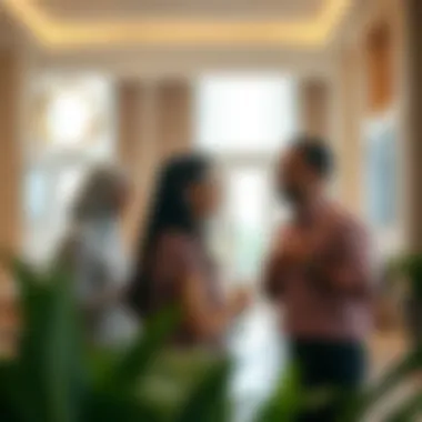 Engaged Tenants in a Dubai Property Engaged tenants enjoying common areas in a Dubai property