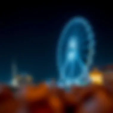 The iconic Ain Dubai observation wheel illuminated at night