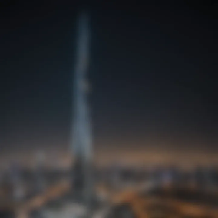 Night view of Burj Khalifa illuminated