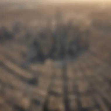 Aerial Perspective of Dubai's Real Estate Landscape Aerial view of Dubai's skyline with highlighted plot locations
