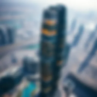 Aerial view showcasing DEC Tower amidst Dubai's skyline