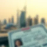 Dubai skyline with visa document