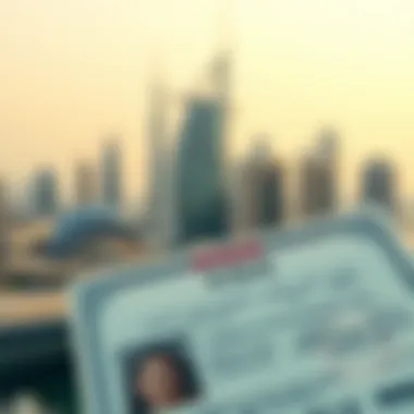 Dubai skyline with visa document