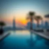 Luxurious private pool overlooking the Dubai skyline