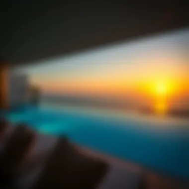 Stunning sunset view from a private pool deck