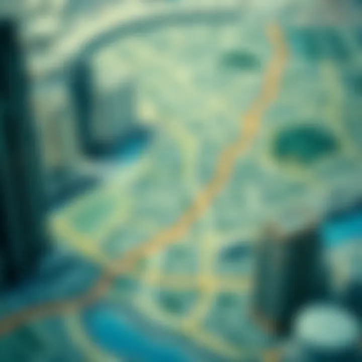 Map highlighting prime neighborhoods for cheap rentals in Dubai