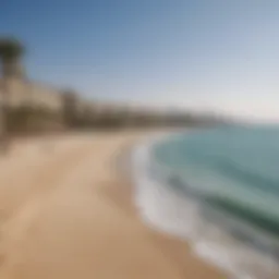 Scenic view of Al Mamzar beachfront with clear blue skies