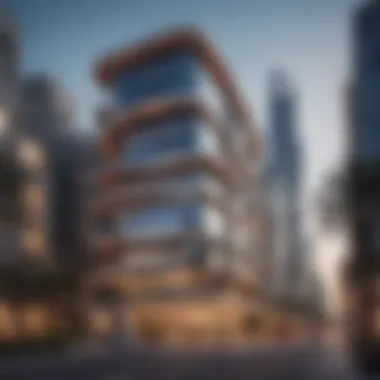 Modern Architecture in Dubai Design District A vibrant view of Dubai Design District showcasing modern architecture and artistic installations.