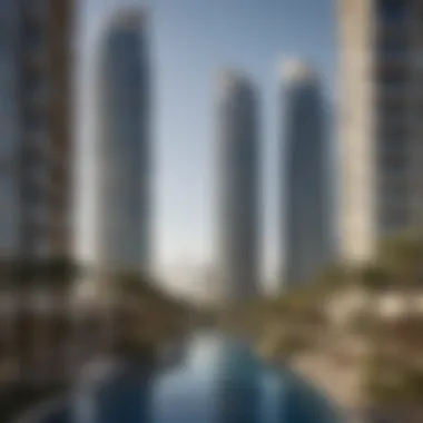 Modern Residential Buildings in Dubai International City A close-up of modern residential buildings representing real estate opportunities.