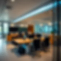 A modern facility management office in Dubai showcasing advanced technology.