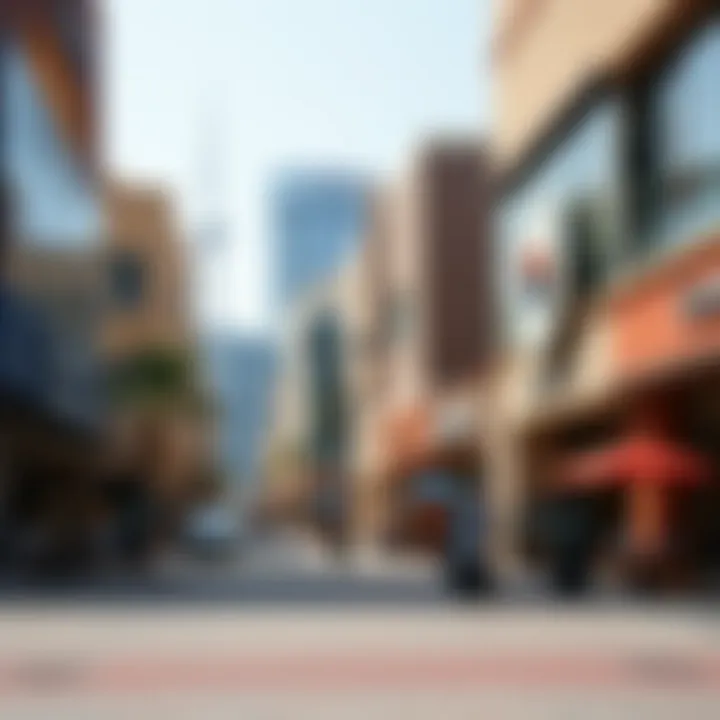 Commercial Scene in Al Barsha Bustling commercial area in Al Barsha with shops and cafes
