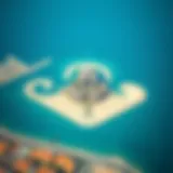 Aerial view of Jumeirah Bay Island showcasing its unique shape and proximity to Dubai coastline