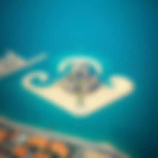 Aerial Perspective of Jumeirah Bay Island Aerial view of Jumeirah Bay Island showcasing its unique shape and proximity to Dubai coastline