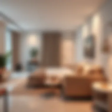 Modern studio apartment interior showcasing elegant decor