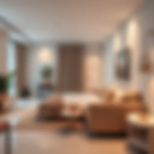 Modern studio apartment interior showcasing elegant decor