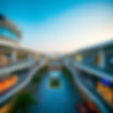 Modern Architecture of the Nearest Mall Panoramic view of the nearest mall to Dubai Airport showcasing its modern architecture.