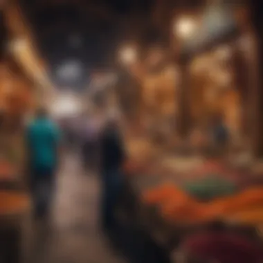The Lively Atmosphere of the Spice Market A bustling market scene with vibrant colors