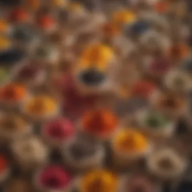 A Kaleidoscope of Spices Vibrant spices displayed in colorful sacks
