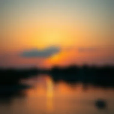 Sunset reflecting off the surface of a stunning lake in Dubai