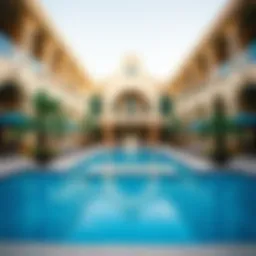 Stunning architectural view of Al Mamzar Park's swimming pool