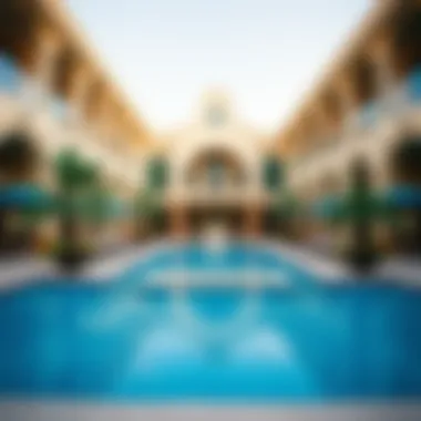 Architectural Excellence of Al Mamzar Park Pools Stunning architectural view of Al Mamzar Park's swimming pool