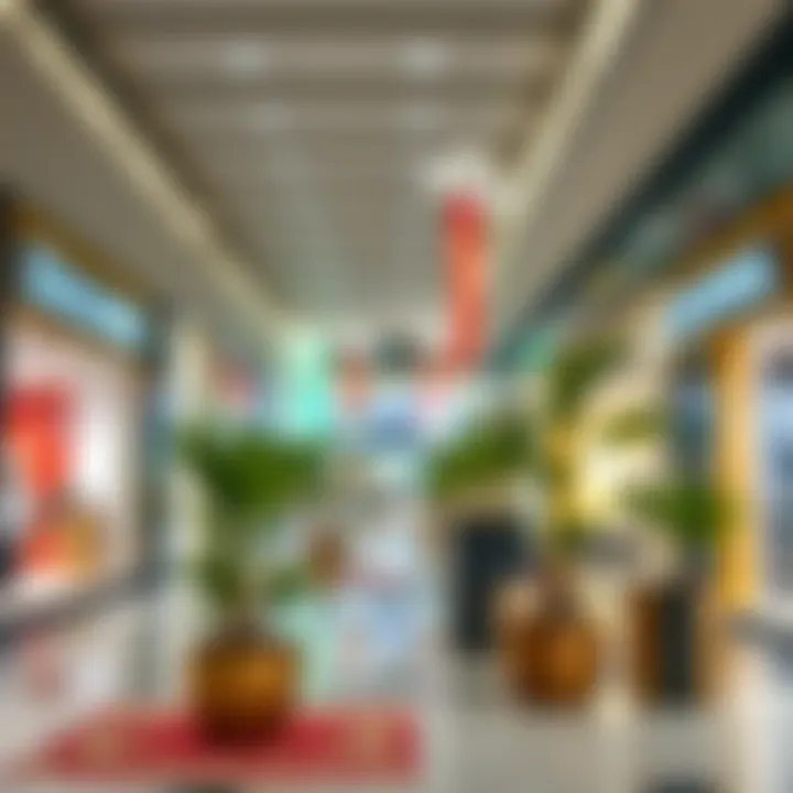 Interior shot highlighting vibrant retail spaces and design