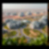 Aerial view of Wadi Al Safa Seven showcasing modern architecture and green spaces