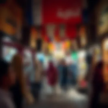 The Lively Scene of Karama Market The bustling atmosphere of shoppers exploring the market