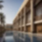 Panoramic view of Madinat Zayed Shopping Center showcasing its modern architecture