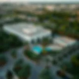 Lush Landscapes of Maimoon Gardens Aerial view of Maimoon Gardens showcasing its lush landscapes and modern architecture.