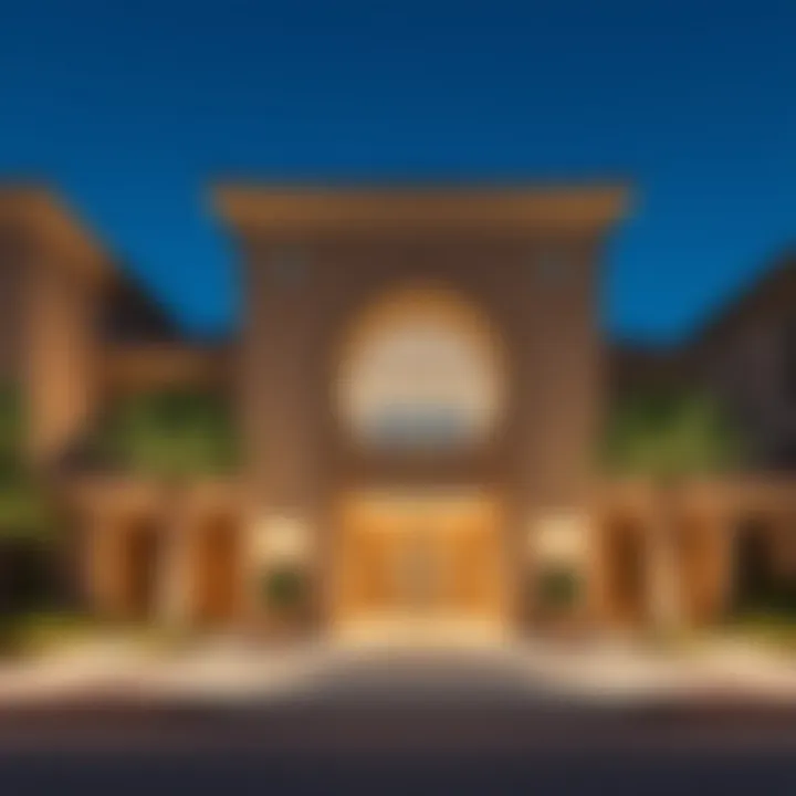 Architectural Elegance of the Entrance The elegantly designed entrance of Maimoon Gardens highlighting its architectural uniqueness.