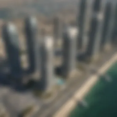 Aerial Perspective of Marina Towers Aerial view of Marina Towers and the surrounding waterfront area