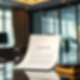 Elegant office setting with resignation letter on desk