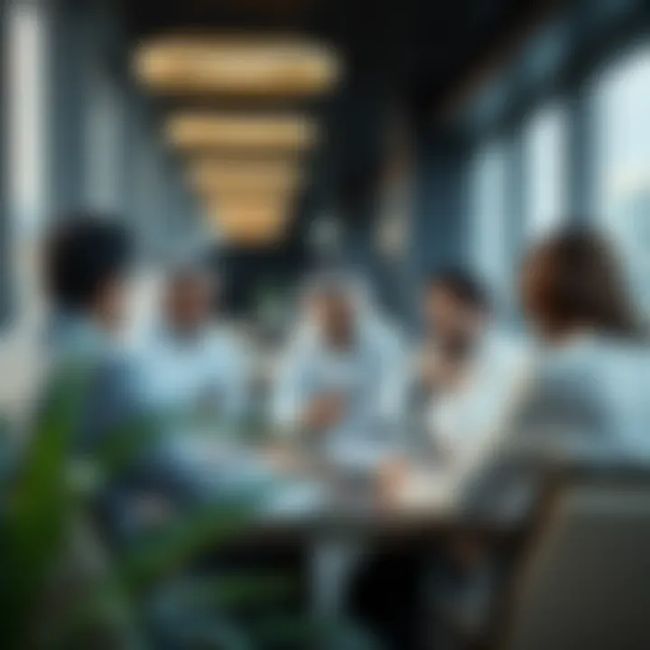 A diverse group of investors discussing real estate opportunities in a professional setting