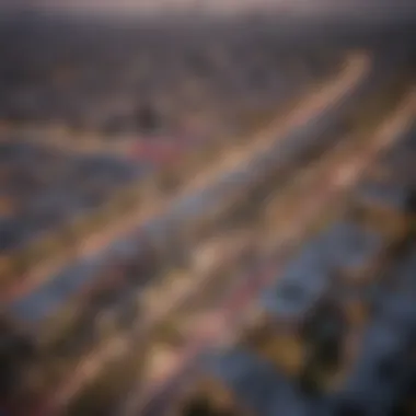 Neighborhood Near the Red Metro Line Overview of a bustling neighborhood with proximity to the Red Metro Line, highlighting urban development.