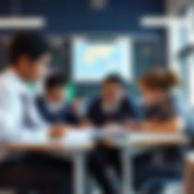 Students engaged in a collaborative learning activity