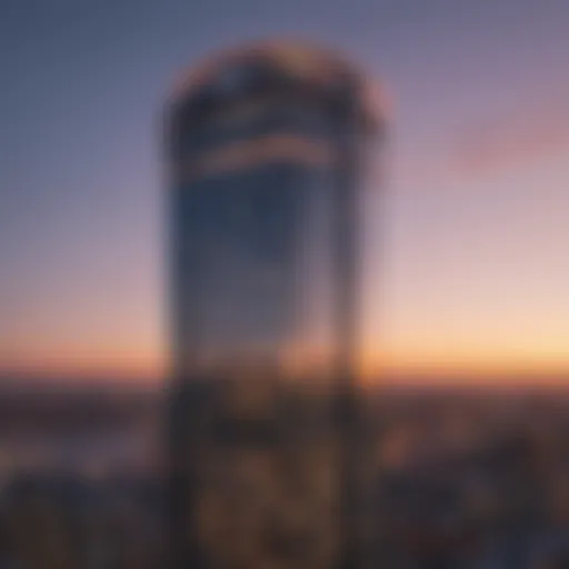 Stunning view of Polaris Tower at sunset