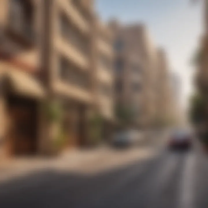 Street scene in Al Satwa with vibrant architecture