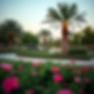 A picturesque park in the heart of Rabdan featuring lush greenery and community spaces