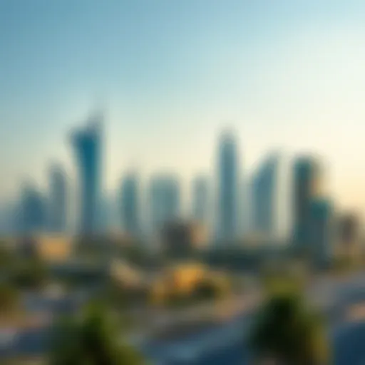 A stunning skyline view of the Rabdan area in Dubai showcasing modern architecture