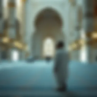 A tranquil moment of reflection in a mosque during the holy month.