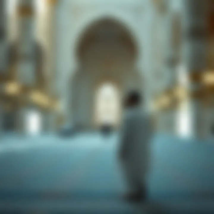 A tranquil moment of reflection in a mosque during the holy month.