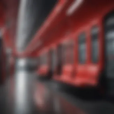 Interior of a Red Metro Line Station Modern Red Metro Line station interior featuring sleek design and architecture.