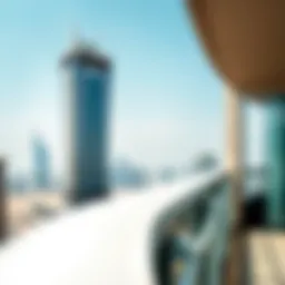 Stunning view of Sahara Tower 5 against the Dubai skyline